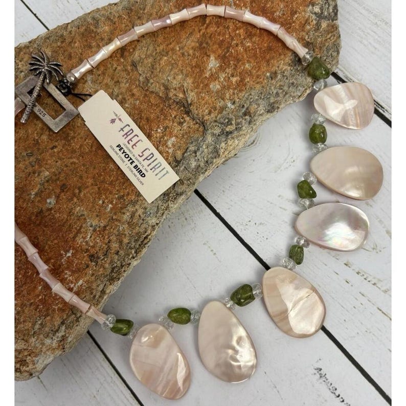 NEUE Lilly Pulitzer x Peyote Vogel Sterling Silber Perlmutt Halskette J193 Bild 2