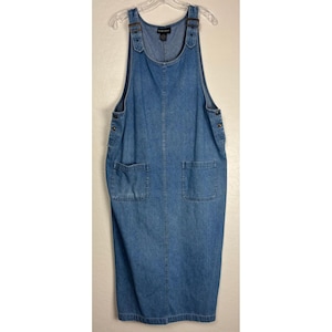 white christmas dresses Clove Jeans Open Front pinafore dress women Denim Skater Dress Plus Size  14-24 main image 1