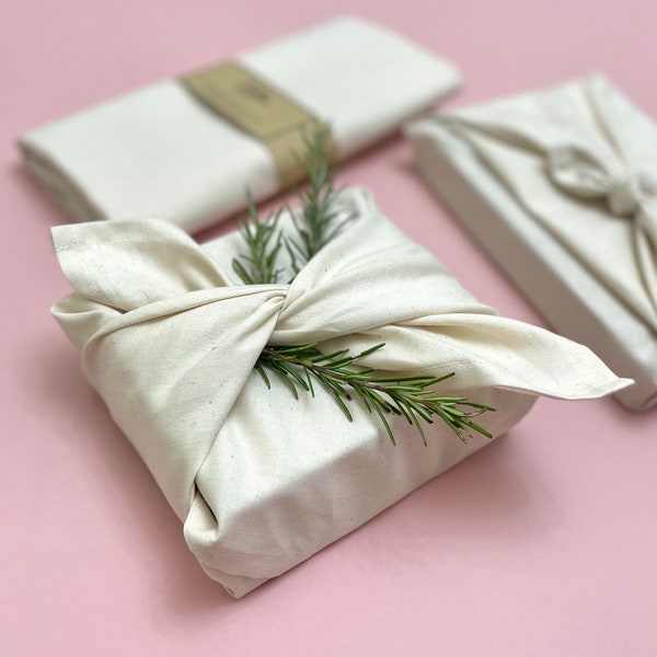 Furoshiki Wrapping, Reusable Fabric Gift Wrapping, Zero Waste Christmas Gift Wrapping, Eco wrapping, Natural Cotton wrapping