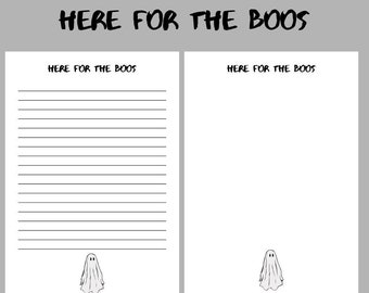 7x9 Here for the Boos PRINTABLE stationery: Ghost, Halloween, cute printable paper, writing paper, note paper, planner paper, letter