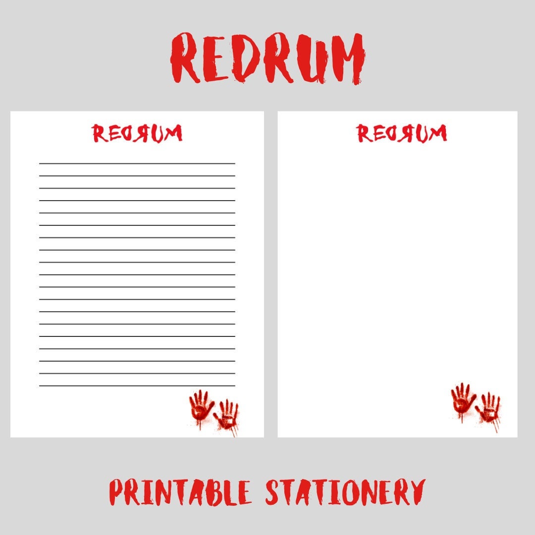 Redrum Writing 7X9 Redrum PRINTABLE Stationery: Redrum, Halloween, Cute Printable ...