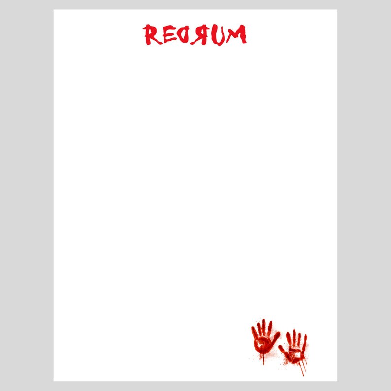 Redrum Writing 7X9 Redrum PRINTABLE Stationery: Redrum, Halloween, Cute Printable ...