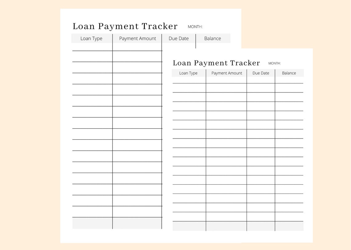 Loan Payment Tracker Debt Payoff Log | Etsy