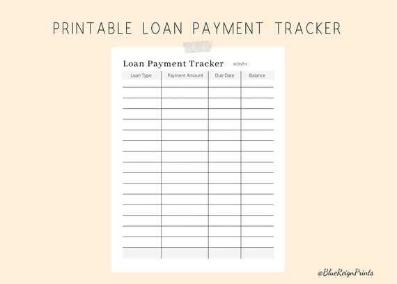 Loan Payment Tracker Debt Payoff Log | Etsy