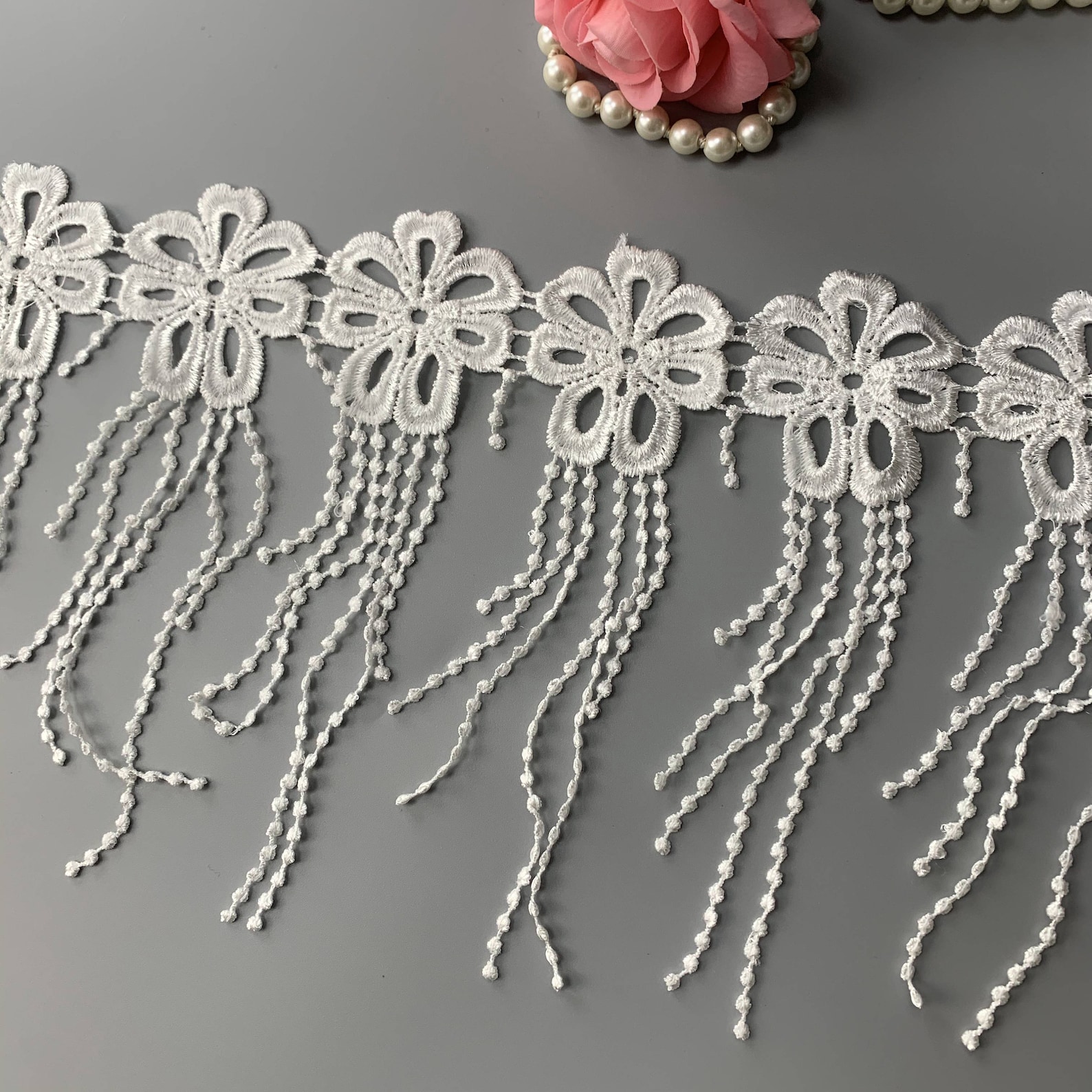 1yard Beautiful white tassel lace trim Venice tassel lace Etsy