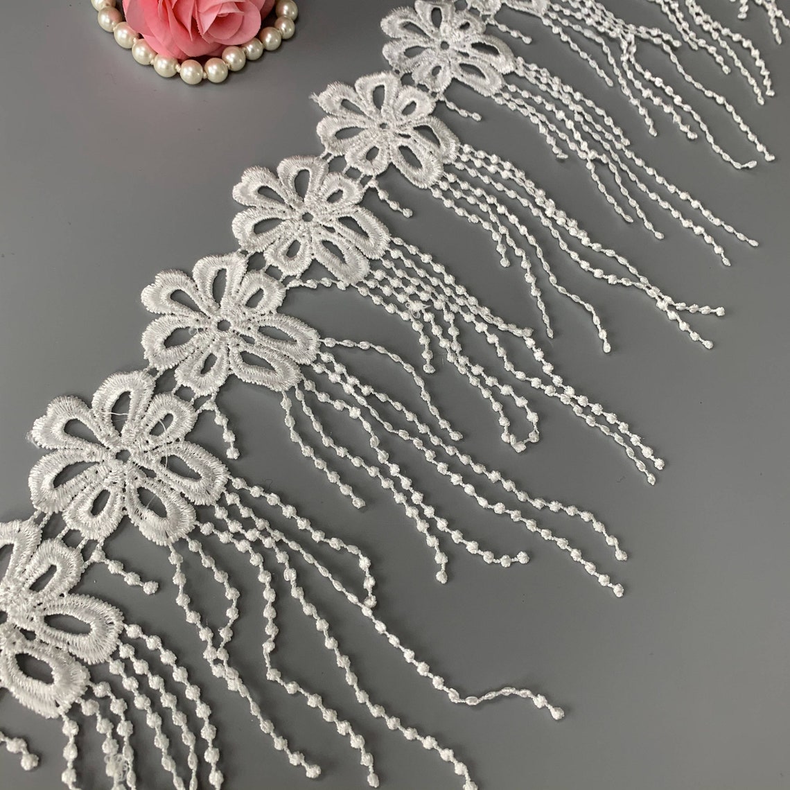 1yard Beautiful white tassel lace trim Venice tassel lace Etsy