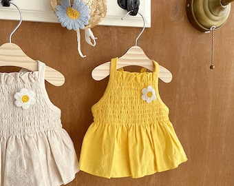 Cute Pet Summer Cloth Daisy Flower Slip Dress for Puppy Small Dog and Cats Fashion Skirt Design Pet Supply