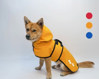 Waterproof winter jacket with harness hole, Yellow softshell membrane fabric , Custom size Cat and dog outdoor apparel