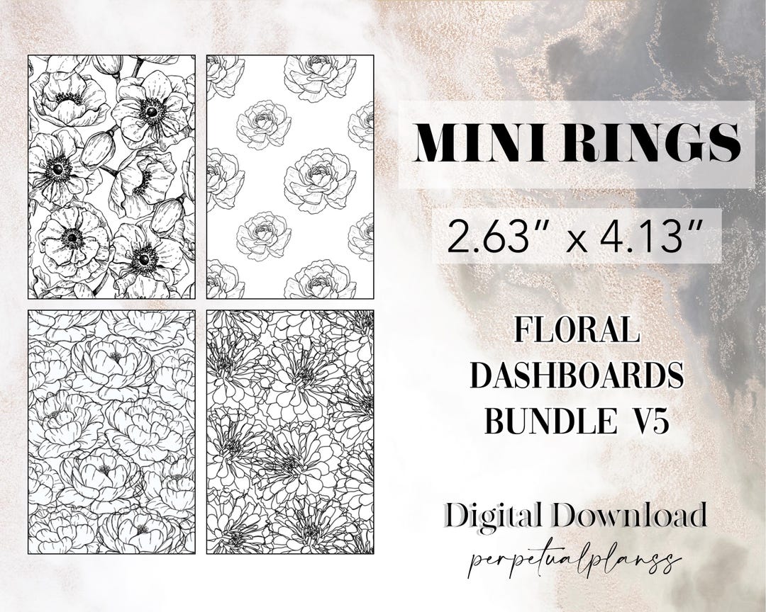 Floral Dashboard Bundle V5 Mini Rings Printable Planner Insert - Etsy