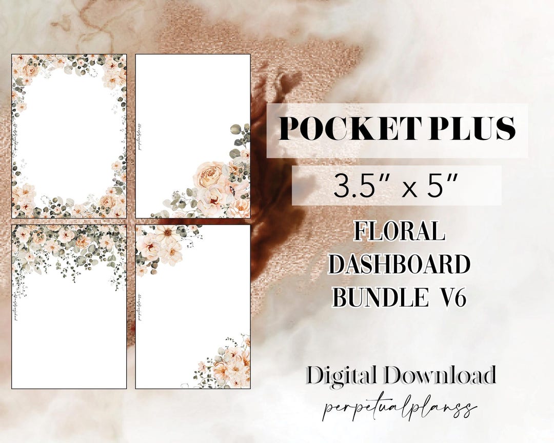 Floral Dashboard Bundle V6 Pocket Plus Rings Printable Planner Insert ...