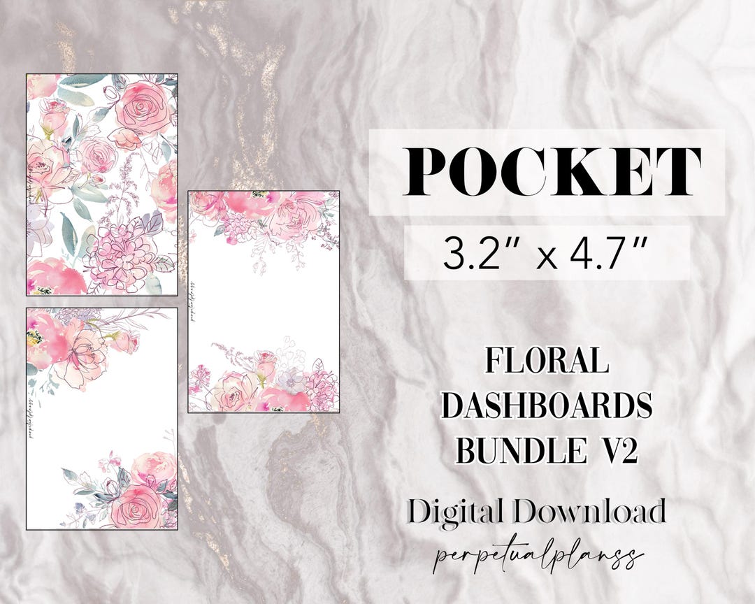 Floral Dashboard Bundle V2 Pocket Rings Printable Planner Insert - Etsy