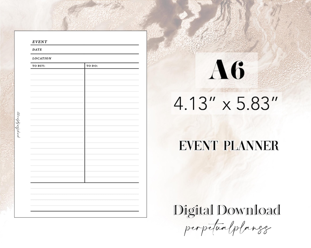 Event Planner A6 Rings Printable Planner Insert - Etsy