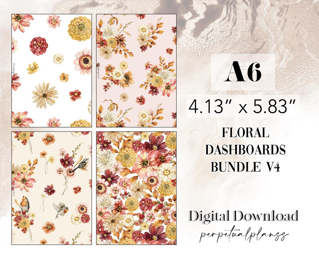 Floral Dashboard Bundle V4 A6 Rings Printable Planner Insert - Etsy