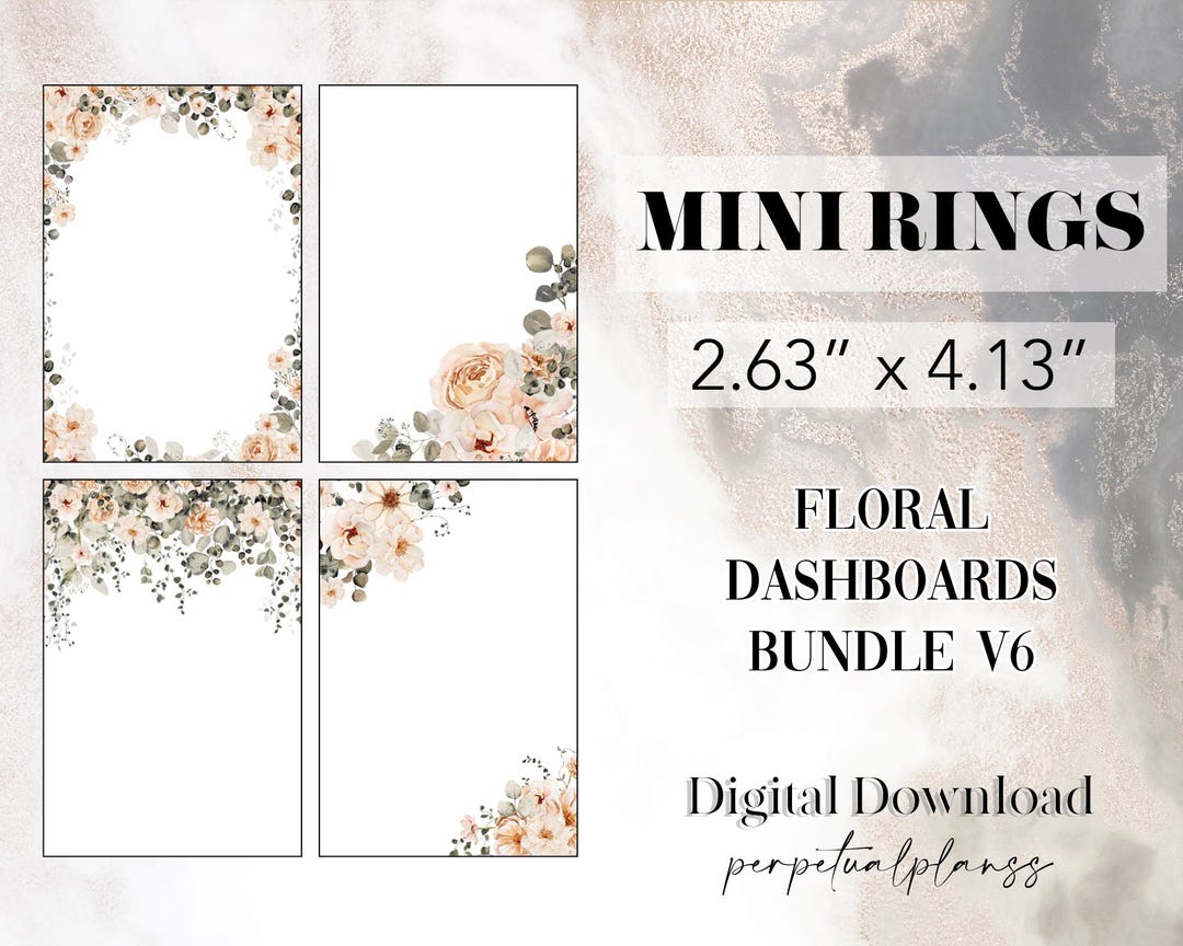Floral Dashboard Bundle V6 Mini Rings Printable Planner Insert - Etsy