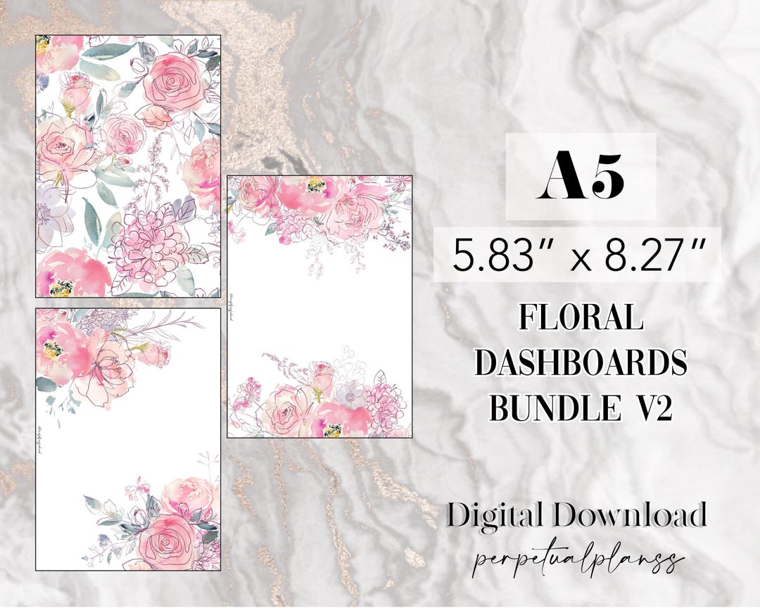 Floral Dashboard Bundle V2 A5 Rings Printable Planner Insert - Etsy