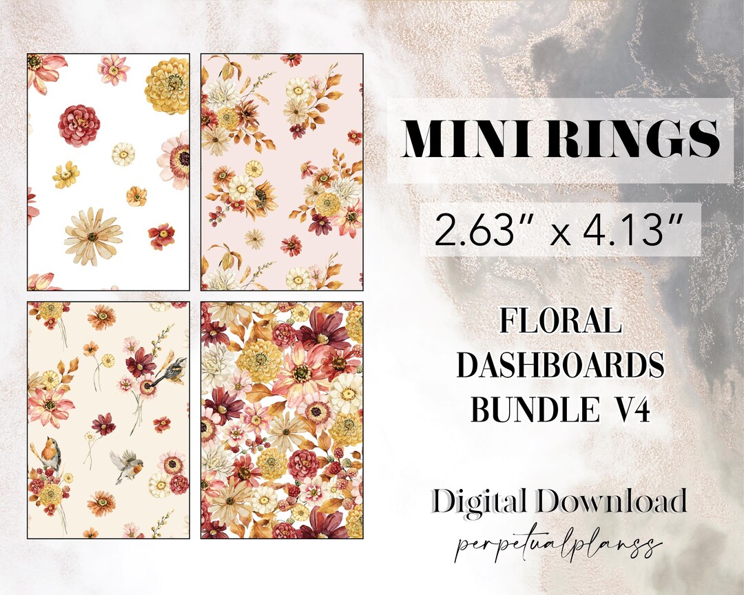Floral Dashboard Bundle V4 Mini Rings Printable Planner Insert - Etsy
