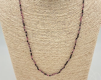 Tiny Rhodonite Beaded Necklace Hand Knotted on Black Silk I Boho Chic Layering Necklace I Delicate & Beautiful Holiday Jewelry