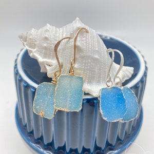 Druzy Quartz Earrings in Shades of Blue I Various Shapes I Accents of Blue Jewelry I Lovely Holiday Jewelry