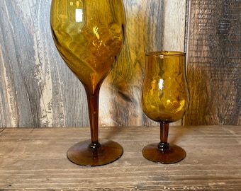 2 Tiny Vintage Sherry Port Glasses Amber Stems and Gold Leaf Festive Xmas Design 2 Tiny Vintage Sherry Port Glasses Amber Stems and Gold Leaf Festive Xmas Design