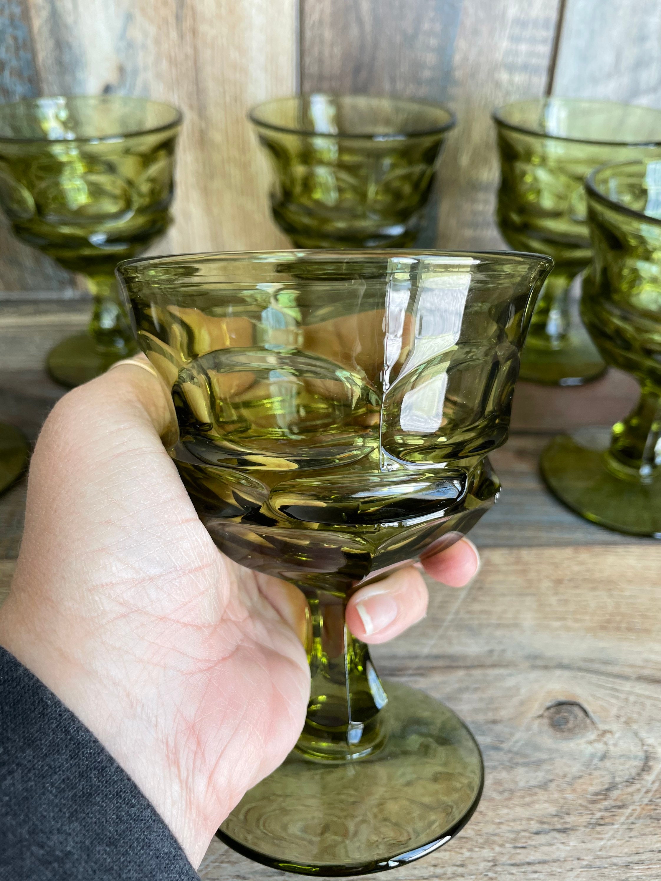 Green Fostoria Stemmed Wine Glasses. Avacado Green Sherbet Etsy