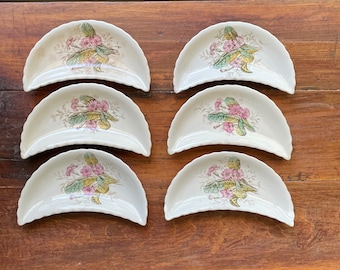 Antique Bridgewood & Sons Bone Dishes. Set of 6 1800s Bone Dishes. Made in England. Primrose Pattern.