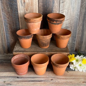 Vintage Terra Cotta Clay Pot. 4.5 inches. Flower Pot Planter. Natural Patina. Shabby Chic. She Shed. Boho.  Jungalo Style Planters.