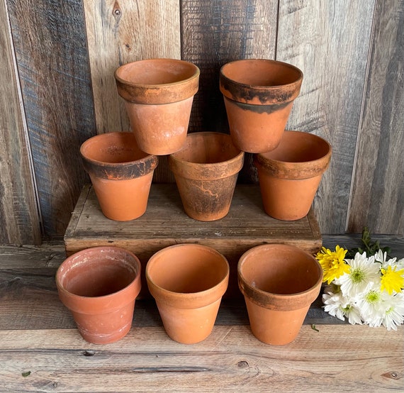 Vintage Terra Cotta Clay Pot. 4.5 Inches. Flower Pot Planter. Natural  Patina. Shabby Chic. She Shed. Boho. Jungalo Style Planters. 