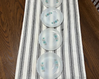 Vintage Fire King Bonnie Blue Plates, Set of 4 Milk Glass Saucers