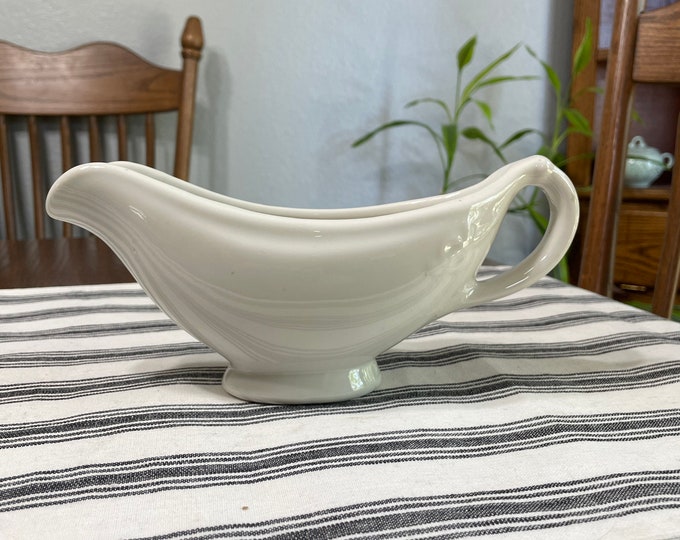 Vintage 1942 U.S.Q.M.C. Ironstone Gravy Boat. White Heavy Gravy Boat