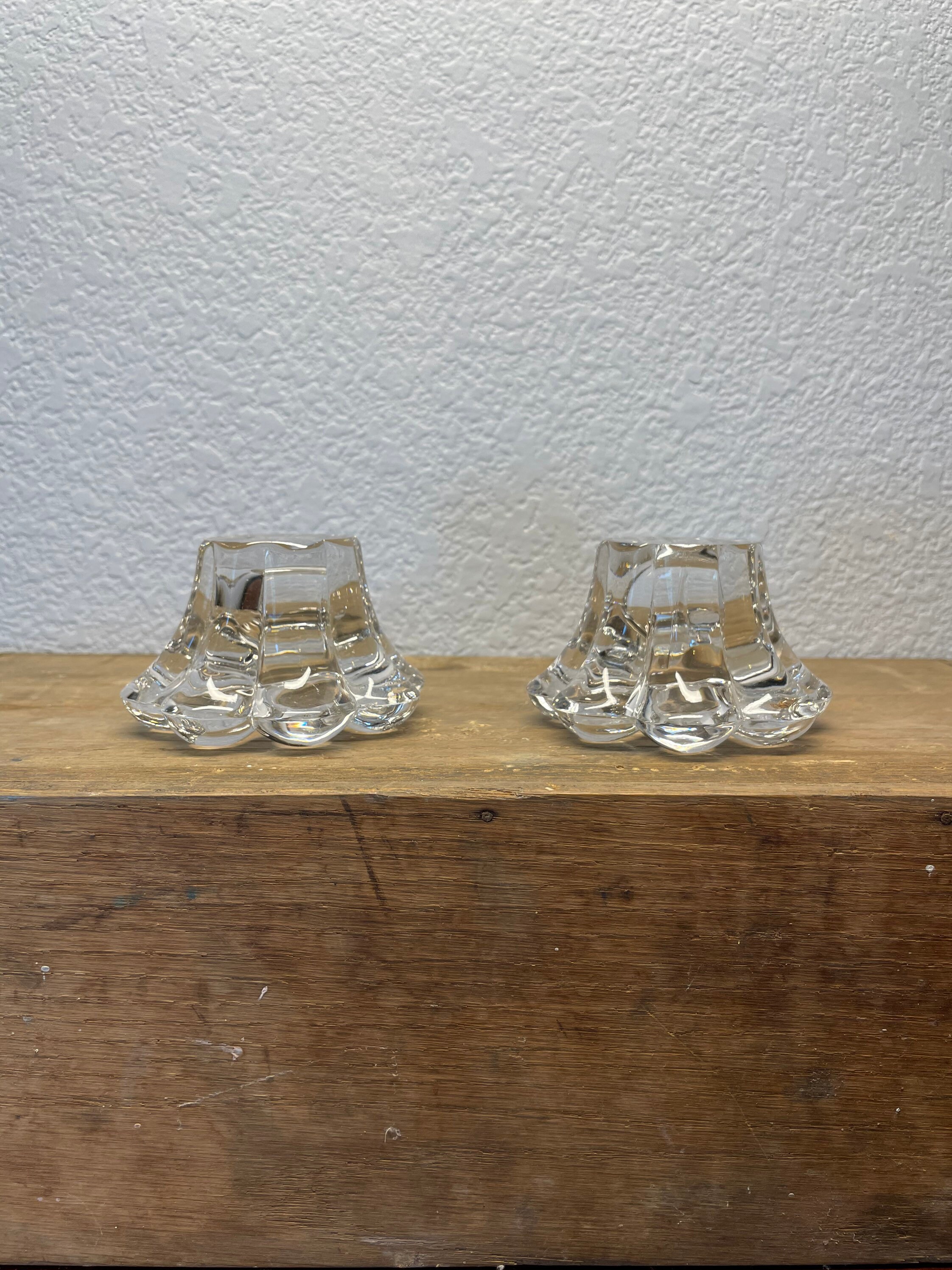 Vintage Solid Glass Candle holder. Retro candlestick holder. Etsy