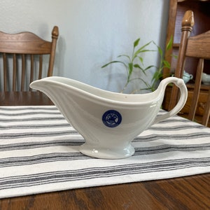 Vintage Vererans Administration Footed Gravy Boat. 1949 White Gravy Boat. Ironstone