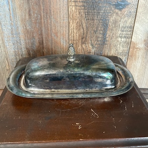 Antique Silver Plated WM Rogers Butter Dish set.