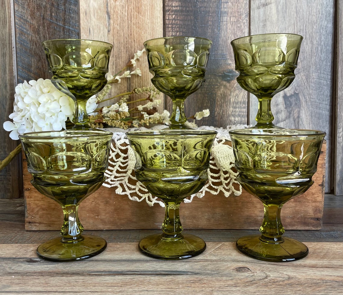 Green Fostoria Stemmed Wine Glasses. Avacado Green Sherbet Etsy