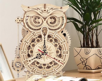 Owl seat clock desktop ornament diy handmade gift
