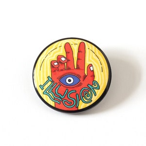 Cool button pin for backpack - Trippy pinback button - Illusion pin badge - Unique colorful button pin