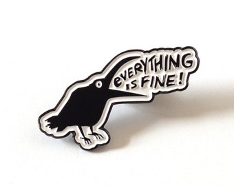 Cool raven enamel pin - Funny crow soft enamel pin - Cute raven collar pin - Aesthetic enamel pin - Pins for backpacks - Bird lapel pin