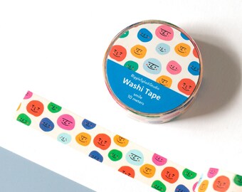 Cute colorful faces washi tape - Unique washi tape - Cool planner tape - 15mm washi tape - People washi tape