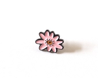 Pink Flower Enamel Pin | Cute Floral Lapel Pin for Jackets | Small Minimalist Flower Pin | Mini Bag Pin | Botanical Pink Accessories