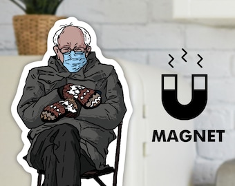 Bernie Sanders Small Fridge Car Magnet - Bernie Mittens Meme car Magnet