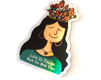 Self-Care Holographic Sticker | Motivational Quote Vinyl for Water Bottles | Positive Affirmation Sticker | Mental Health Awareness Sticker