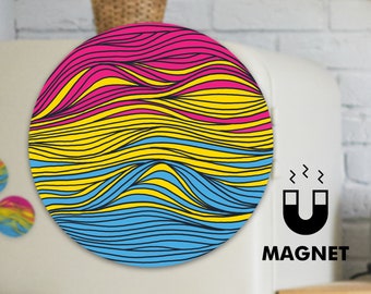 Subtle Pansexual Flag Magnet - Pansexual pride Circle Fridge/Car Magnet - Pride Car Magnet