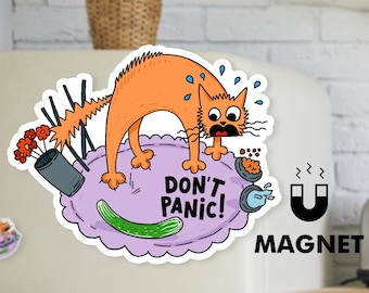 Don't Panic Fridge Magnet - Funny Cat Magnet - Cute Cat Car Magnet
