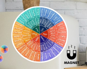Emotion Wheel Magnet | Colorful Fridge Magnet | Mental health fridge magnet | 3.7x3.7 inches