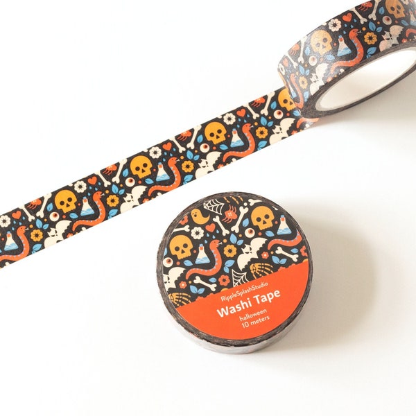 Halloween washi tape - Cute skulls washi tape - Pumpkin washi tape - Autumn washi tape - Cool planner tape - Spooky washi tape