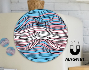 Calamita decorativa per frigorifero con bandiera Trans sottile / Calamita decorativa per frigorifero / 3x3 pollici