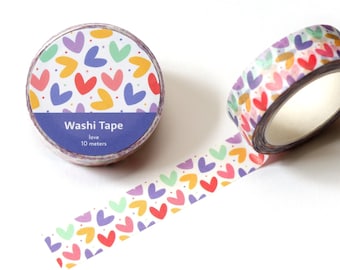 Colorful hearts washi tape - Cute washi tape - Cool planner tape - 15mm washi tape