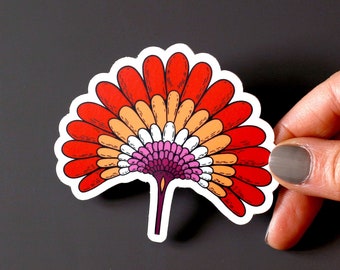 Subtle lesbian pride flag sticker - Lesbian pride flower decal