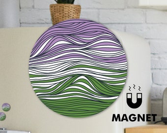 Magnete con bandiera dell'orgoglio genderqueer / 3x3 pollici / Decorazione vivace per frigorifero e armadietto