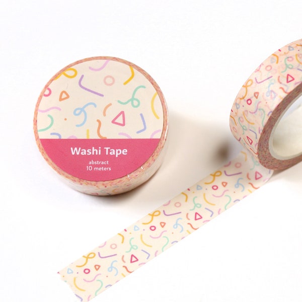 Washi tape minimaliste - Washi tape mignon et cool - Washi tape 15 mm - Ruban adhésif pour agenda abstrait pastel