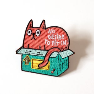 Cute Orange Cat Patch - Funny Embroidered Patch - Unique Iron-on Patch - Cool backpack patch - Animal patches for jeans